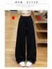 Women's Pink Wide-Leg Knife Pleat Sweatpants - Spring 2026 Korean Style, High Waist, Slimming Petite Fit