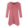 Women's Fashion Casual V-neck Seven-point Sleeve Shirt Belted Loose Comfortable Top