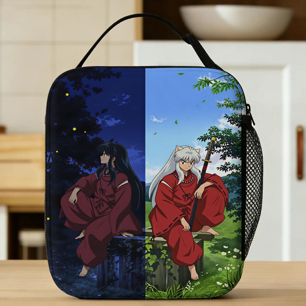 Inuyasha Kagome Higurashi Lunch Bag Portable Insulated Lunch Box Child Print Cooler Bag Fashion Oxford Thermal Tote Handbags