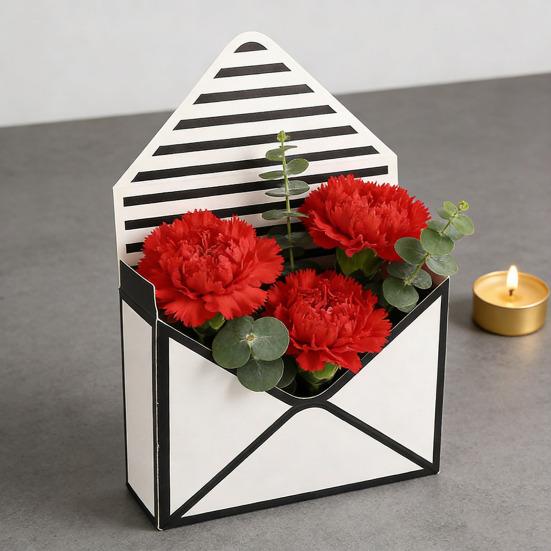 10 Pcs Valentine's Day Floral Envelope Boxes Empty Florist Bouquet Packaging Box Folding Paper Envelope Gift Box for Party Flower Wrapping Supplies