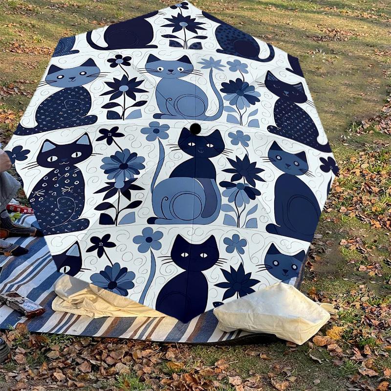 1PC cat flower Umbrella-8-Rib Reinforced Portable Folding Travel Suitable for All Seasons Outdoor Daily Use  -J0401