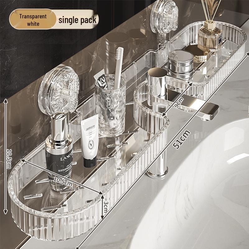 No-Drill Suction Cup Bathroom Faucet Storage Rack