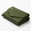 JULLY AND SHUSHU Women's Genuine Leather Tri-Fold Wallet, Compact, Gift, DR-OR (Green)