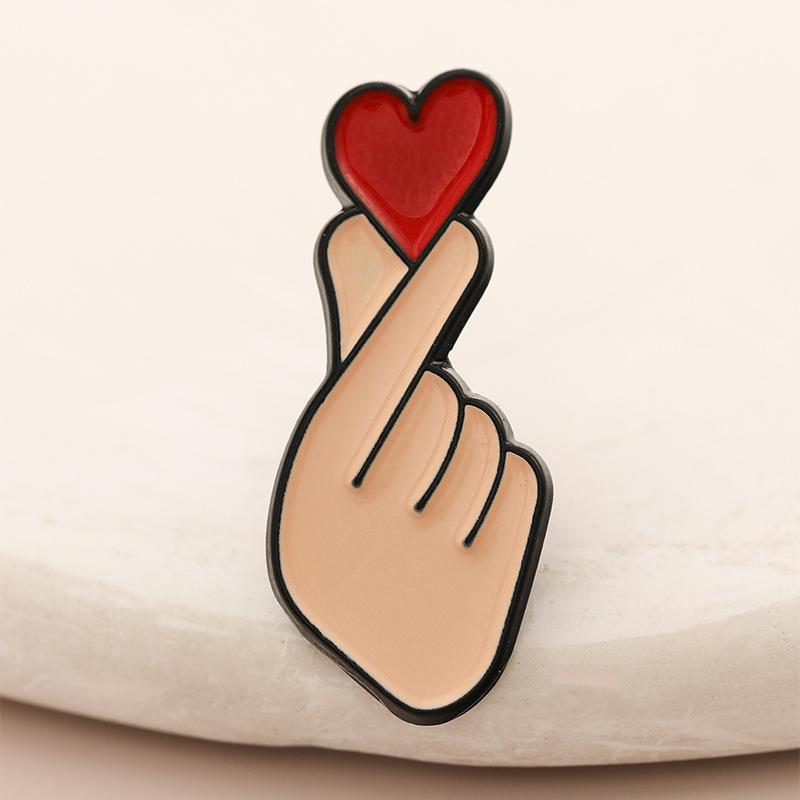 Hand-Herz-Geste Emaille-Pins Benutzerdefinierte Gebärdensprache Anstecknadeln Reversabzeichen Schmuck Geschenk Für Liebhaber