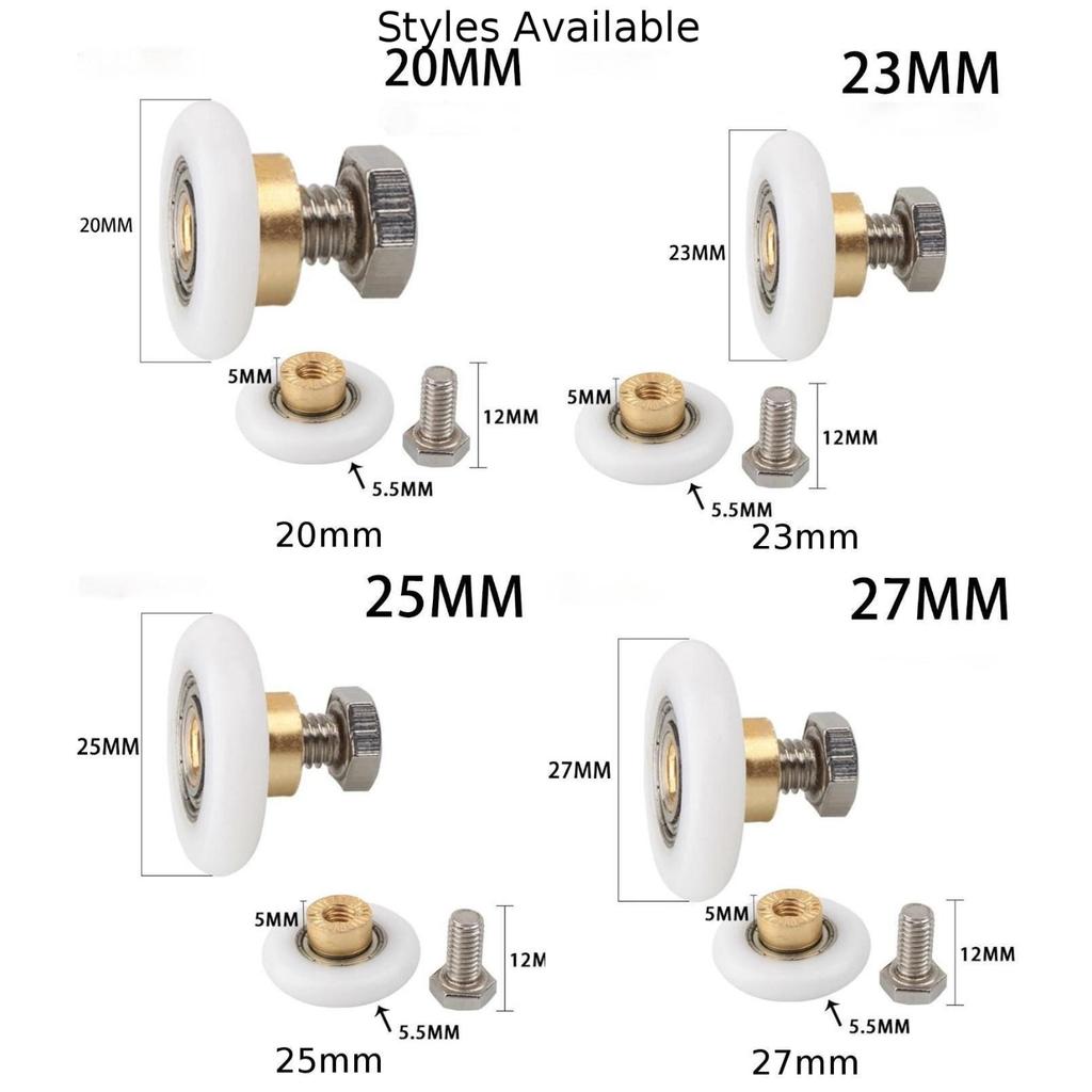 Helt Nya Duschdörr Hjul Rullar 20/23/25/27mm 4st