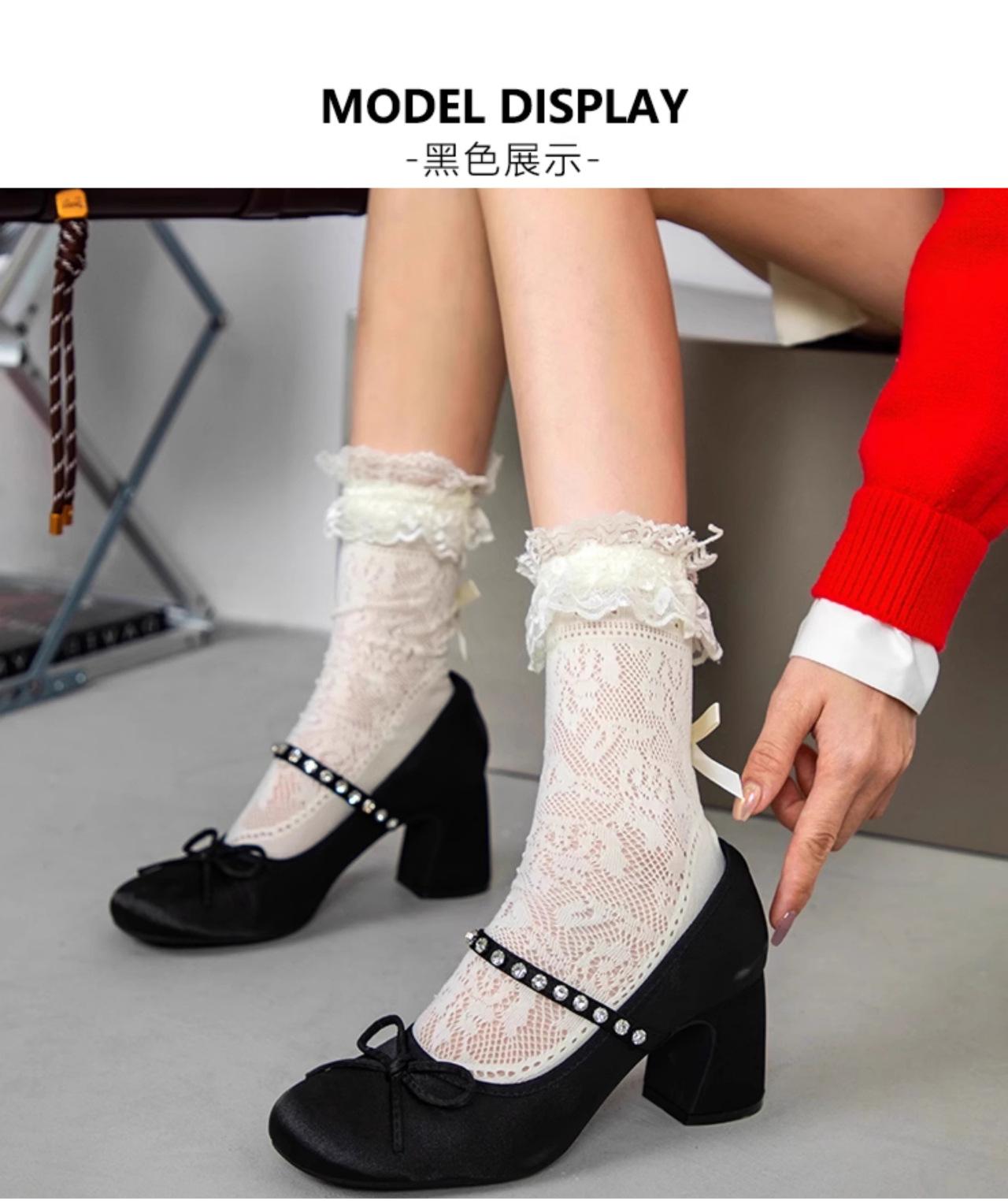 

2025 новая женская обувь круглый носок бант французские стразы надпись туфли Мэри Джейн легкий вырез фея высокий каблук одинарная обувь 35 чёрный