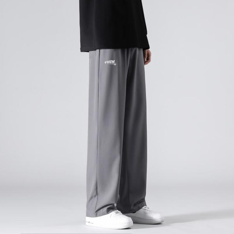 POUM Men's YM01 Quick-Dry Draping Straight-Leg Casual Trousers