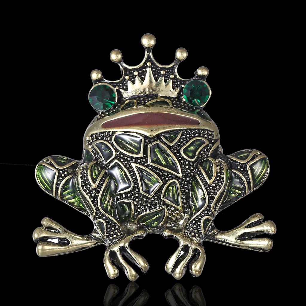 Crystal Frog Brooches for Women Green Color Animal Brooch Pin Luxury Vintage Jewelry Coat Accessories