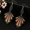 Western Wind Geometric Flower Wooden Dangle Earrings for Women