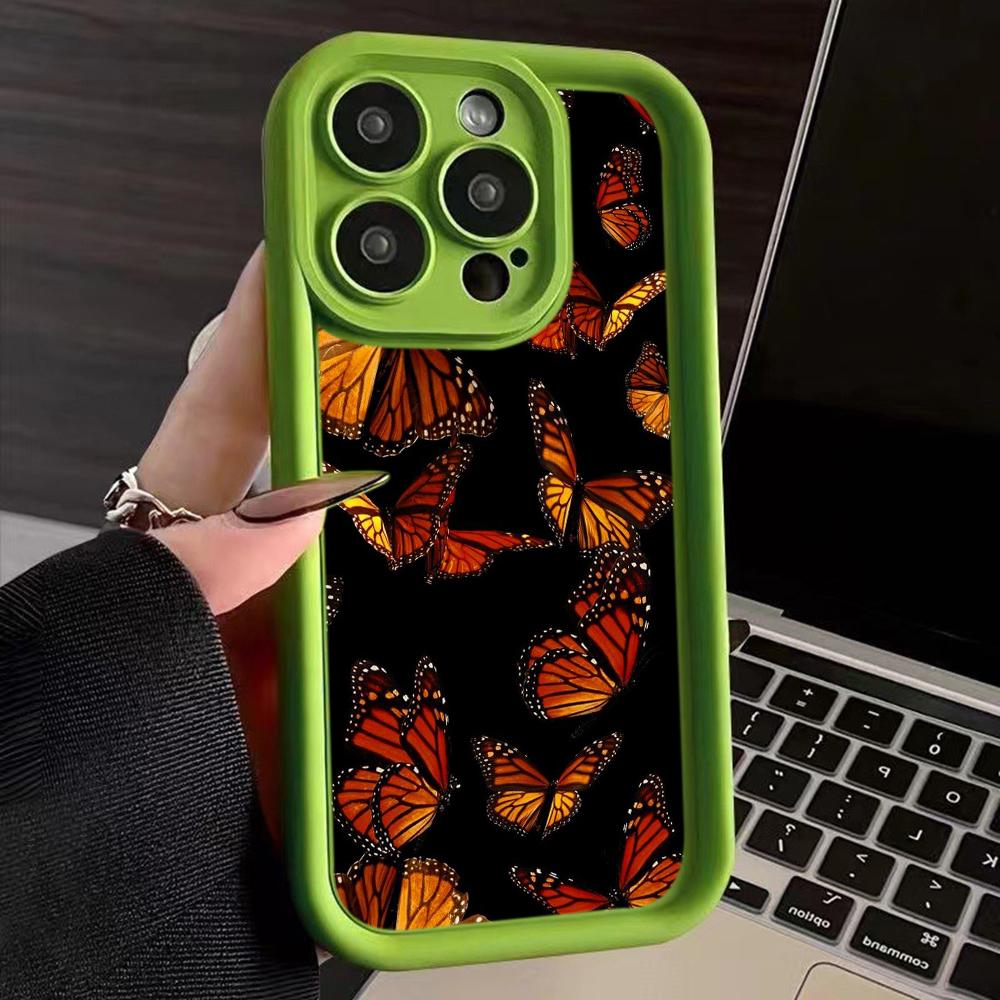 LZ4 Butterfly Art Design Silicone Phone Case for iPhone 11 13 14 15 16 Pro Max 7 8 16 Plus 12 Mini XS Max XR Shockproof Back Cover