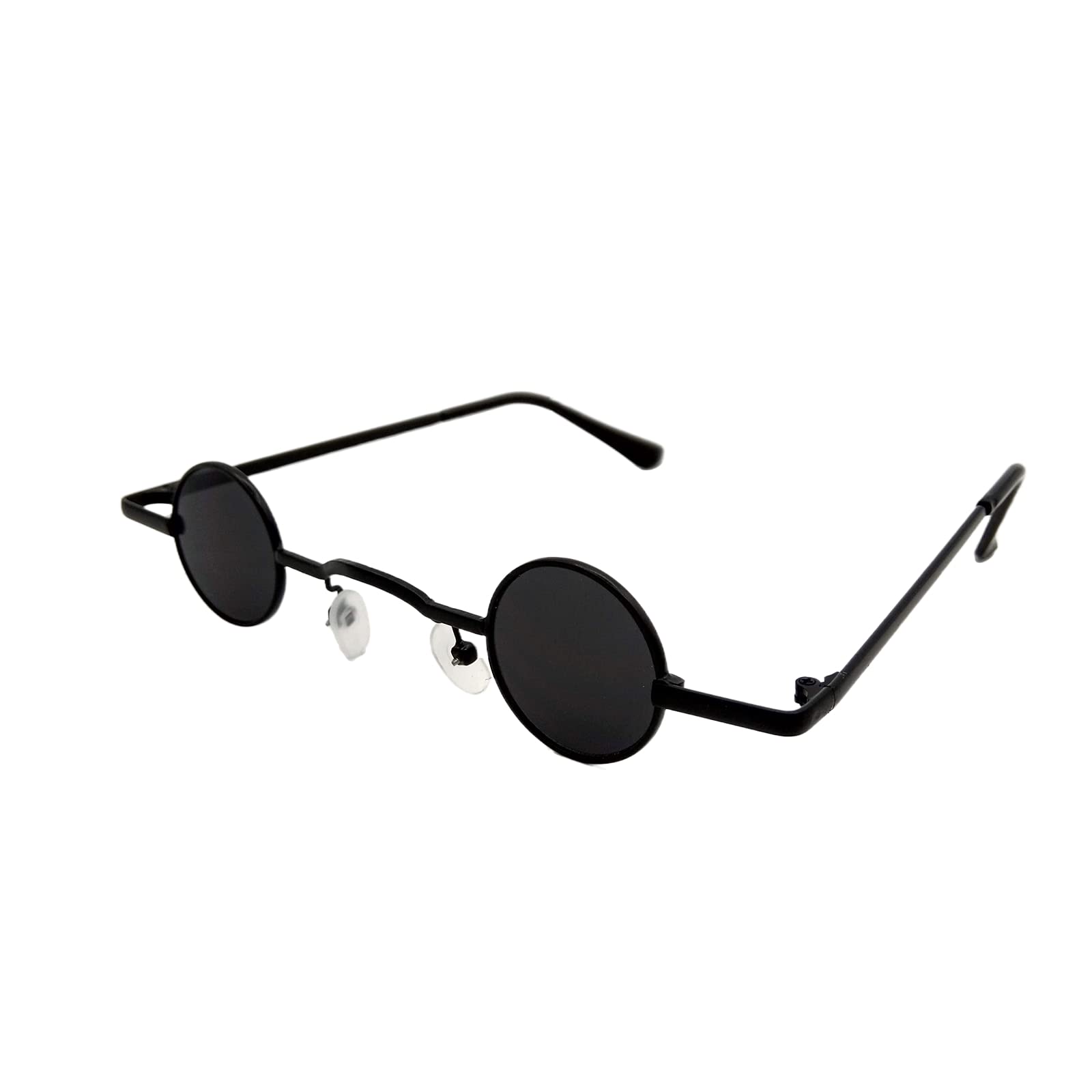 

Glasses Sunglasses Retro Mini Sunglasses Small Round Glass Sun Round Sunglasses A Little Evil [KENOU] Men s (Frame Black/Black Lens)