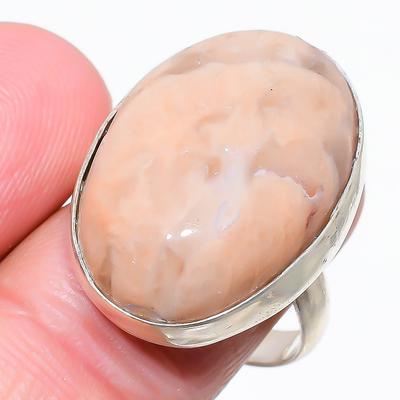 Pink Aragonite Gemstone 925 Sterling Silver Jewelry Ring Size 9.5 Y3M11