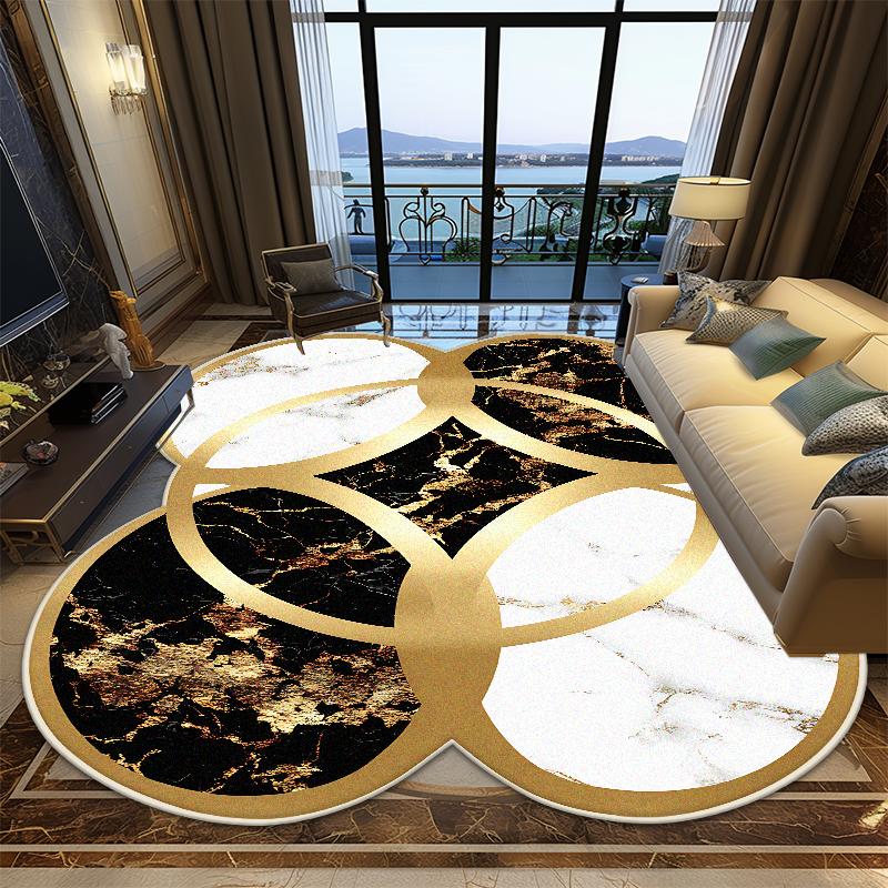 European Style Irregular Shape Living Room Carpet Luxury Decoration Bedroom Soft Large Rugs Office Non-slip Foldable Floor Mat