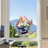 Einkaufswagen Blumen Fensteraufkleber Nicht haftender Fenstersticker Wasserdicht Statisch haftend Abnehmbarer Aufkleber für Wände Türen Fenster Badezimmer Schlafzimmer Heimdekoration