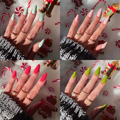 Künstliche Nagelstücke Einfarbig Mittel und Lang Spitznagelkollektion Nagelkunst zum Tragen Nagel Mittel und Lang Aufdrücknagel