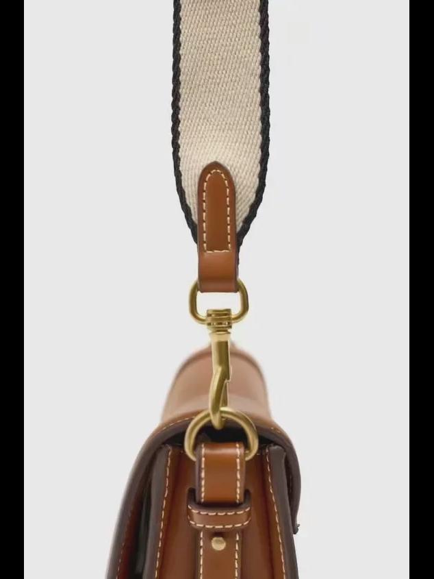 2024 Spanish Women's Saddle Bag with Magnetic Buckle and Sewing Decoration