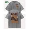 Men'S Vintage Washed T-Shirt - Round Neck Retro Loose Fit Tee with Washable Softness, Casual Spring Summer for a Layering Piece (Machine Washable)