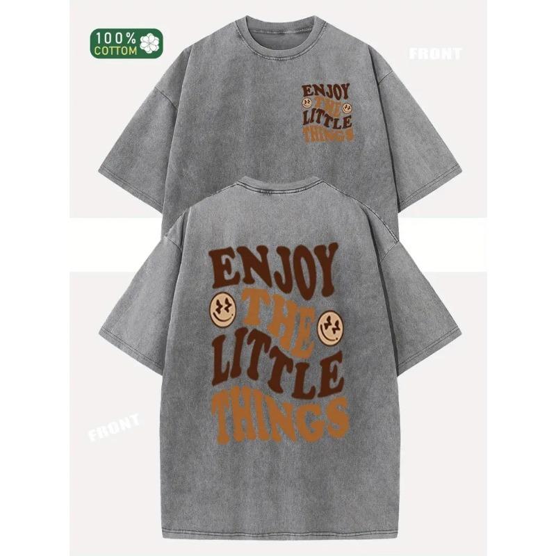 Men'S Vintage Washed T-Shirt - Round Neck Retro Loose Fit Tee with Washable Softness, Casual Spring Summer for a Layering Piece (Machine Washable)
