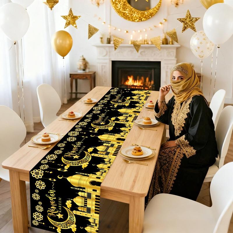 Ramadan Decor Table Runner EID Mubarak Decoration 2026 For Home Tablecloth Ramadan Kareem Islamic Muslim Party Eid Al Adha Gifts