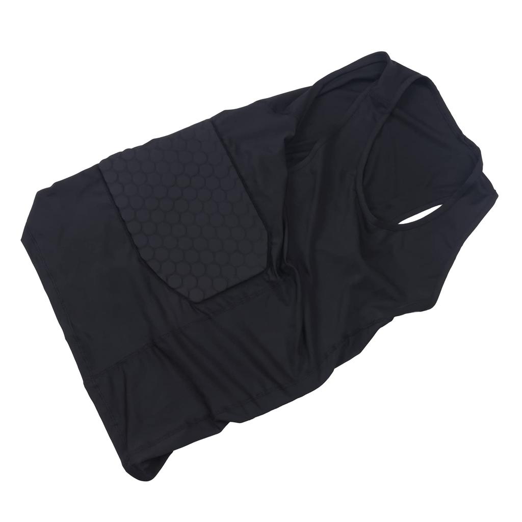 Dovhmoh Rib Protector Padded Compression Shirt Training Vest with 3 Protective Gear for Size L Men's Pads, Soccer, Football, Basketball, Hockey,