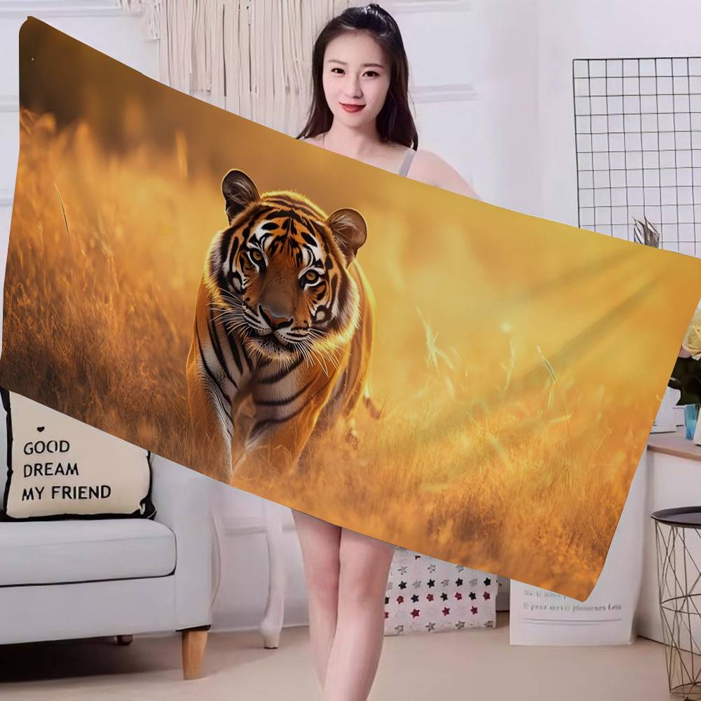 Tiger Pattern Big Microfiber Beach Towels Quick Dry Towel Sand Beach Towels Pool Towel For Travel Swim Pool Yoga