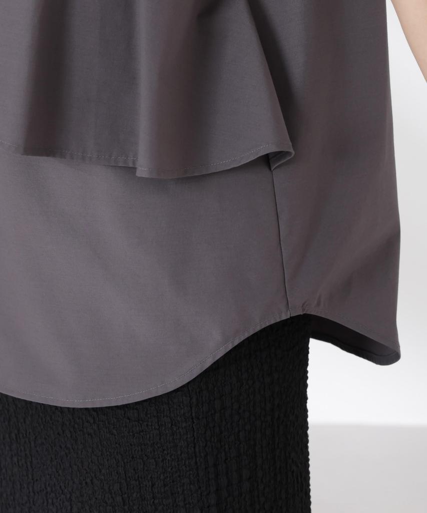 Nano Universe Front Flare Cape Collar Sleeveless F Women's Shirt, 023, Charcoal, 673-5121324