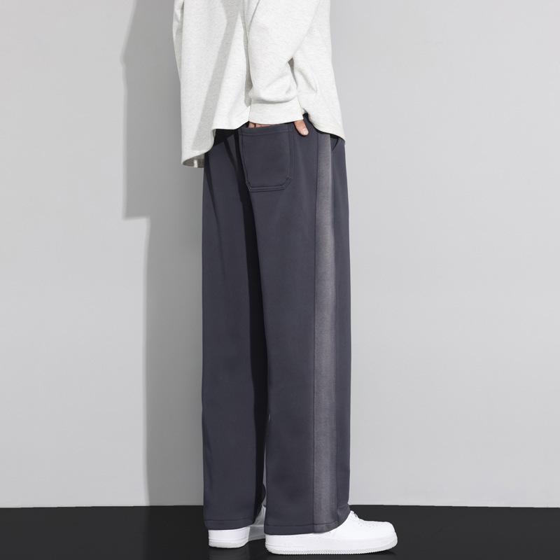 Verlaufsgraue Herren-Sporthose mit weitem Bein - High-End-Mode, lockere Passform, elastischer Kordelzug, lässiges Straight-Leg-Design für die Jugend