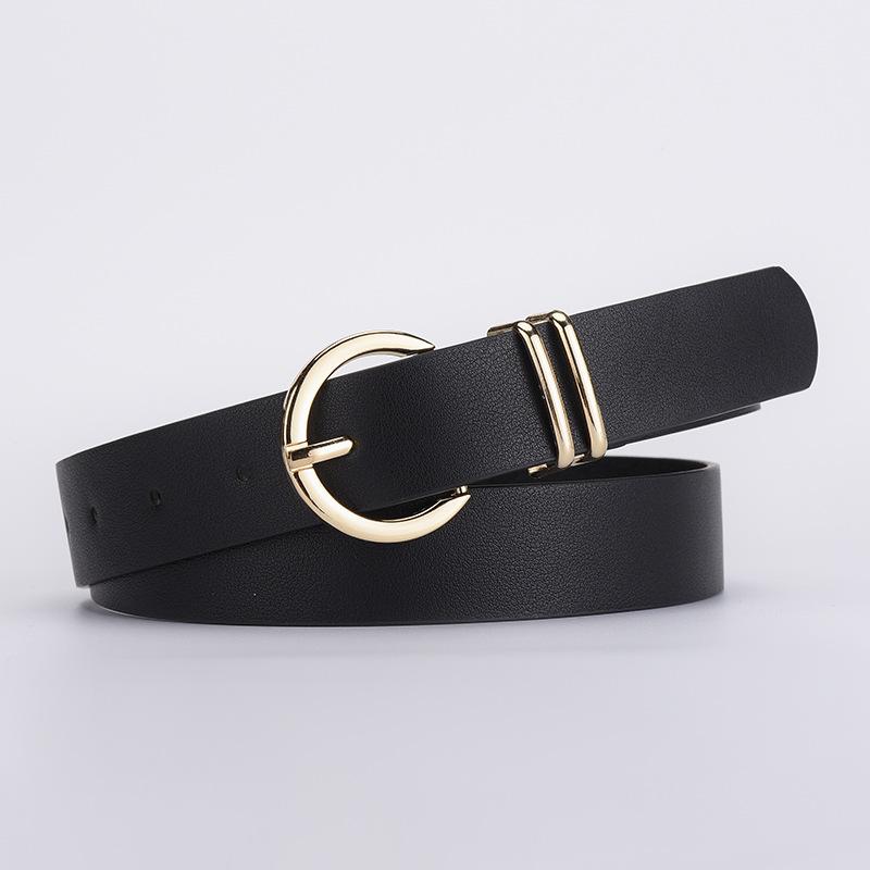 Boutique Pu Women'S Textured Belt, Trendy Bare Body Pin Buckle Decorative Jeans Belt