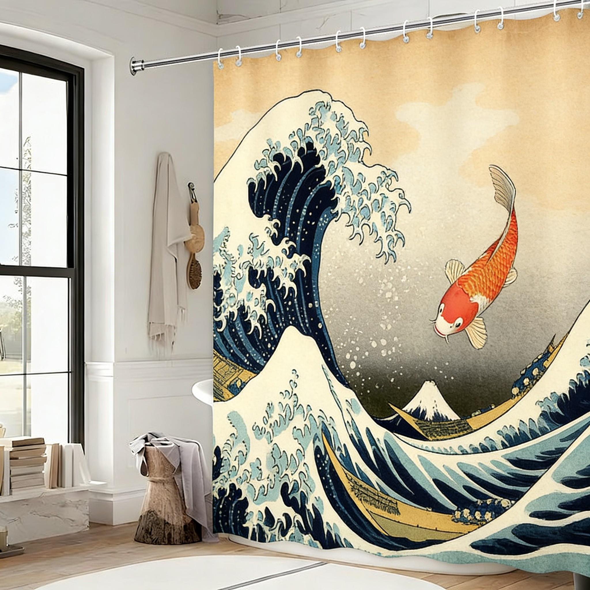 

Red Bird At Sunset Lake Wetland Waterproof Shower Curtain For Tropical Bathroom Decor W60H190(CM)-1 Pcs