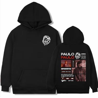 Rappare Paulo Londra Homerun Grafisk Hoodie Herr Dam Hip Hop Vintage Lös Sweatshirt Hög Kvalitet Casual Fleece Hoodie Pullover