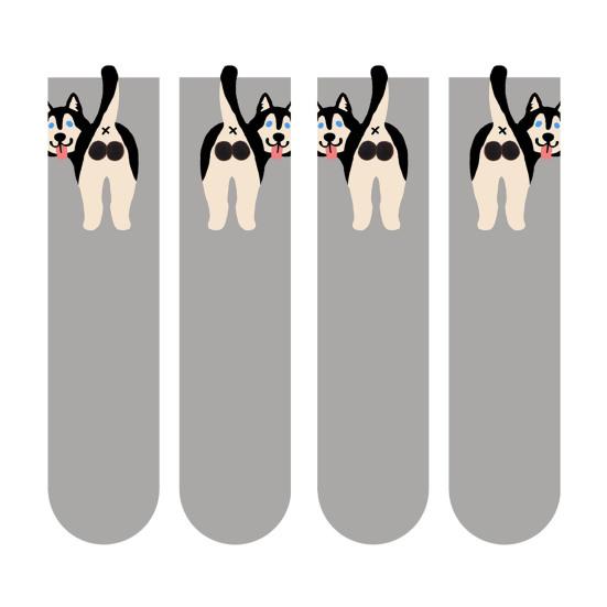 Women's Cute Dog Socks with 3D Fuzzy Balls Funny Novelty Animal Print Crew Cotton Socks for Women Girls Dog Lovers