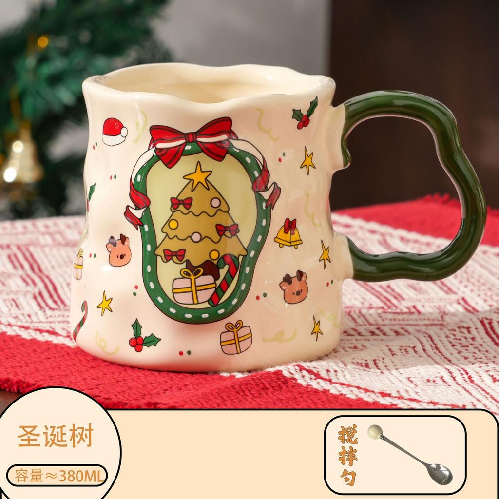 Christmas Gift Ceramic Coffee Cup 380ml Exquisite Tea Cup Modern Santa Water Mug Office Coffee Cup Room Dining Table Decoration