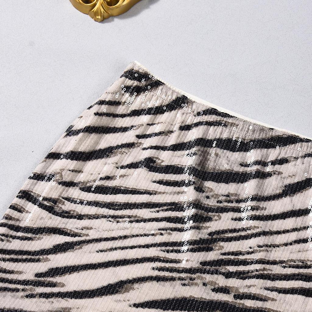 2026 Summer Exclusive Slim-Fit Sequin Animal Print Skirt