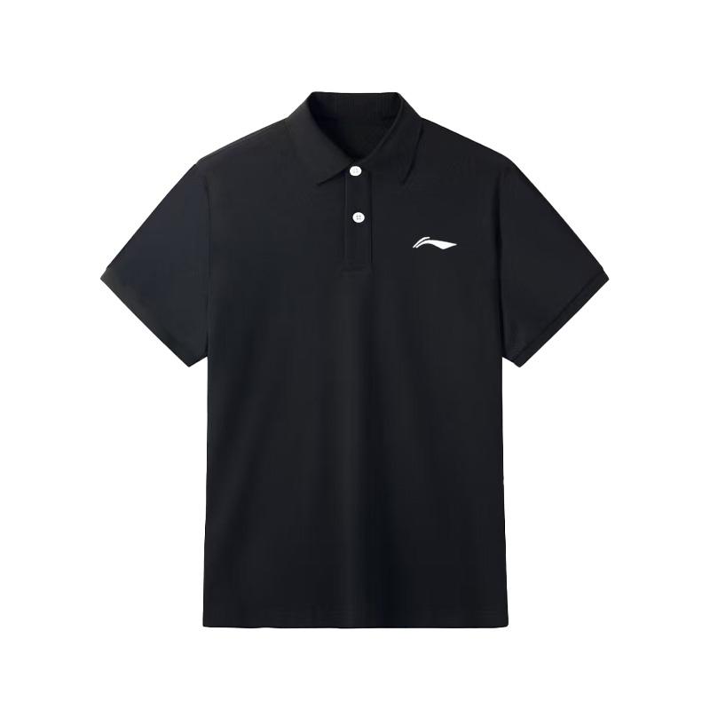 Li Ning Brand Logo Pure Cotton Breathable Solid Color Sports Casual Short Sleeve Polo Shirt Unisex Polo Shirts LSKS110-1