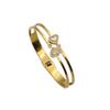 European and American diamond-encrusted heart Forever Love Fashionable Stainless Steel Irregular Openable Gold Bracelet for Women
