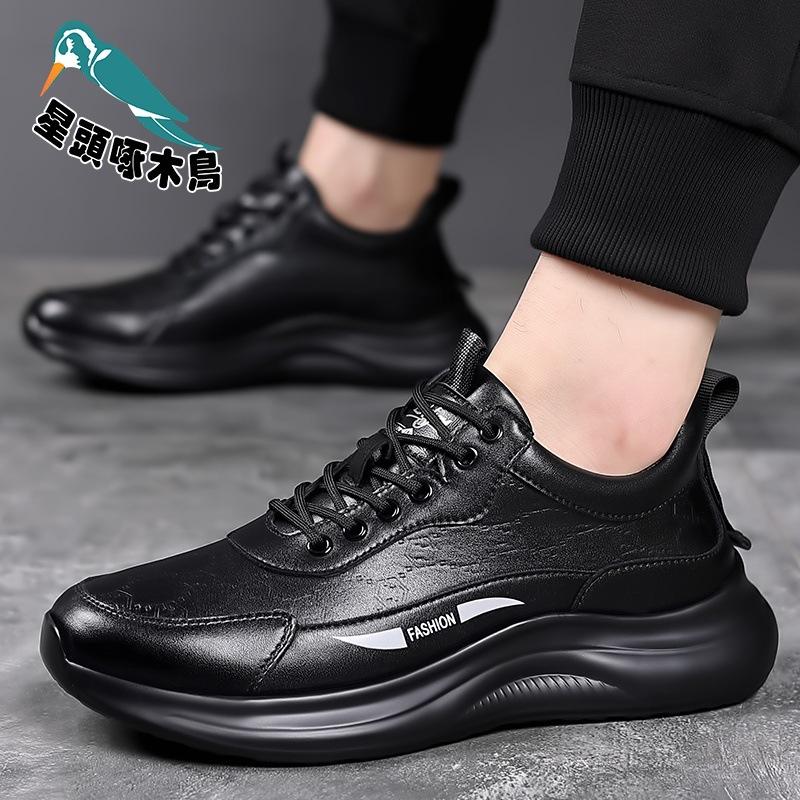 Star-headed Woodpecker Men's Shoes Spring and Autumn New Retro Leather Shoes Men's Soft-soled Sports Men's Shoes