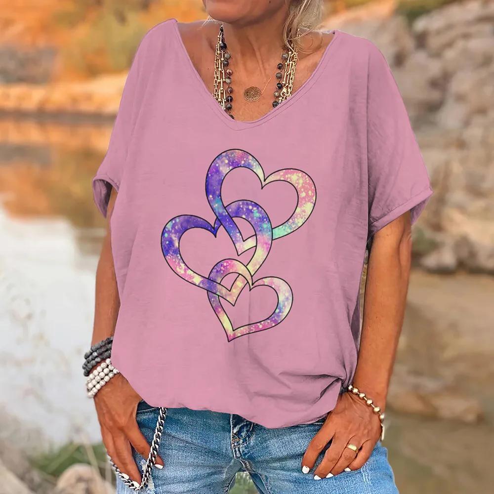 Women's T-shirt 3D Horror Skull Print V-neck Top Short Sleeved
