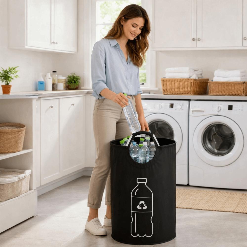 Large Capacity Empty Bottle Storage Basket 82L with Handle Folding Storage Bag Folding Design Portable Laundry Bin Storage