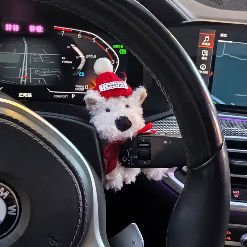 Mașină cățeluș pluș păpușă ambreiaj decor mașina ștergător semnal comutator decorare Kawaii câine mașina ștergător păpușă mașina accesorii interioare