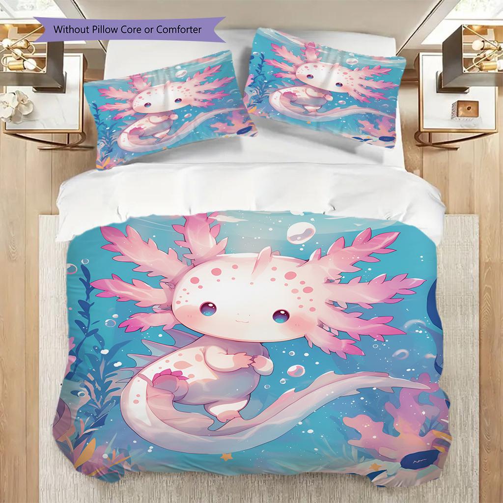 Salamander Pattern Bedding Quilt Set Quilt Cover Pillowcase Home Decoration Birthday Gift (1 * duvet cover + 2 * pillowcase, without core)