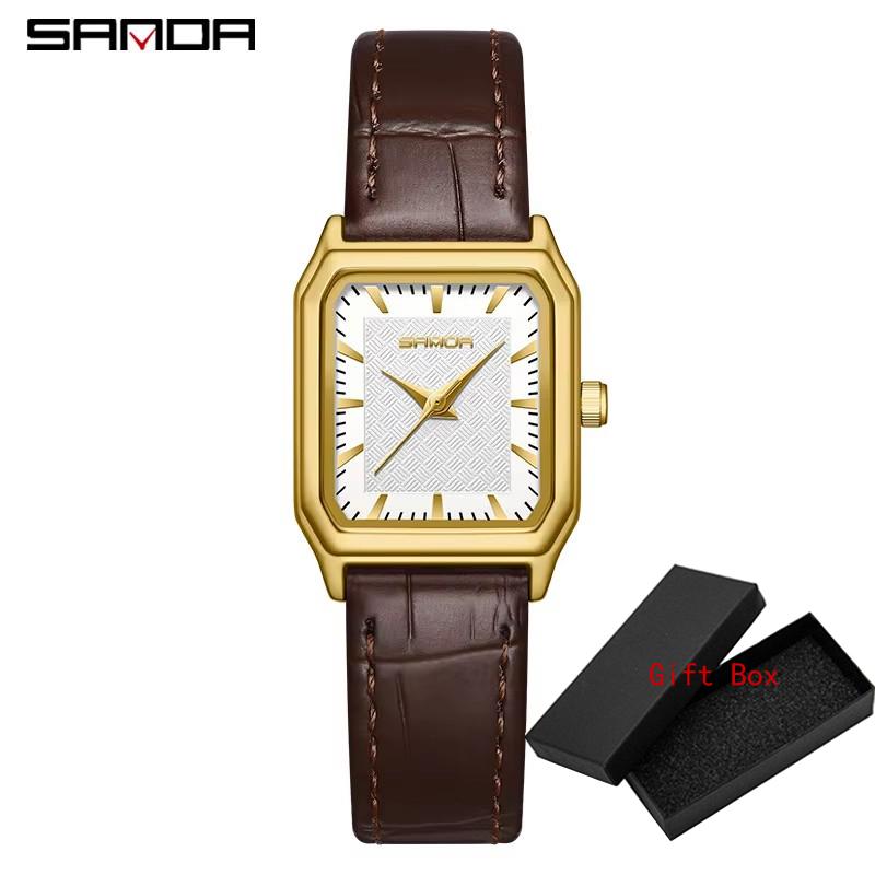 Sanda Top Brand Trendy Elegant Design Rectangle Dial Water Resistant Quartz Movement Business Women Arrival Analog Wrist Watch