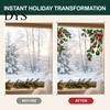 Electrostatic Window Film 2Pcs Christmas Static Clings, Corner Wreath No?Glue Glass Decals with Holly Reusable Sticker Xmas Balls Bow Poinsettia,