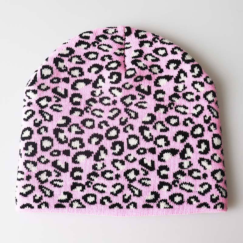 Autumn and winter unisex leopard print animal jacquard knitted hat, super elastic woolen hat, warm pullover hat, cold weather hat