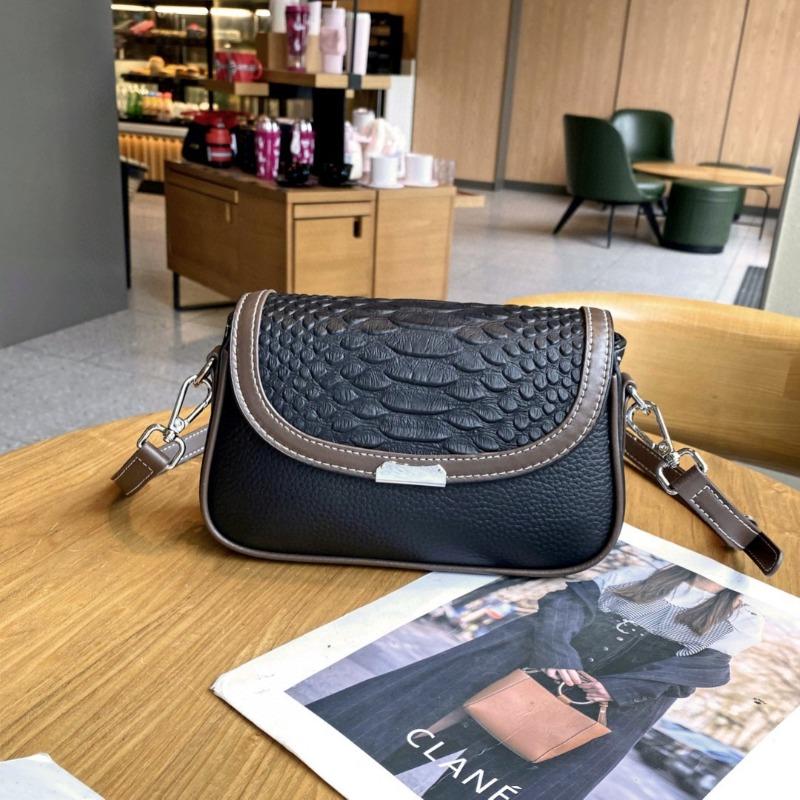 Leather women's bags niche design crocodile pattern commuter small square bag versatile shoulder messenger bag