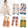 Sweet Floral Print Mid-calf Socks Ultra-Thin Crystal Silk Socks  Casual Wear