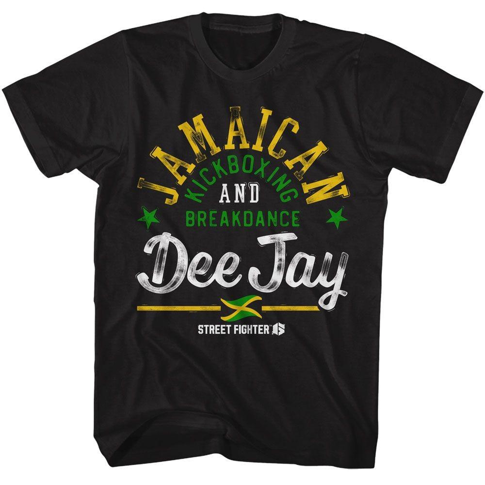 Street Fighter - Dee Jay Jamaican - Black Front Print Short Sleeve Adult T-Shirt XL