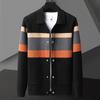 Autumn Winter Fashion Knitted Cardigan Coat Men's Matching Color Casual Loose Sweater Warm Coats Plus Size