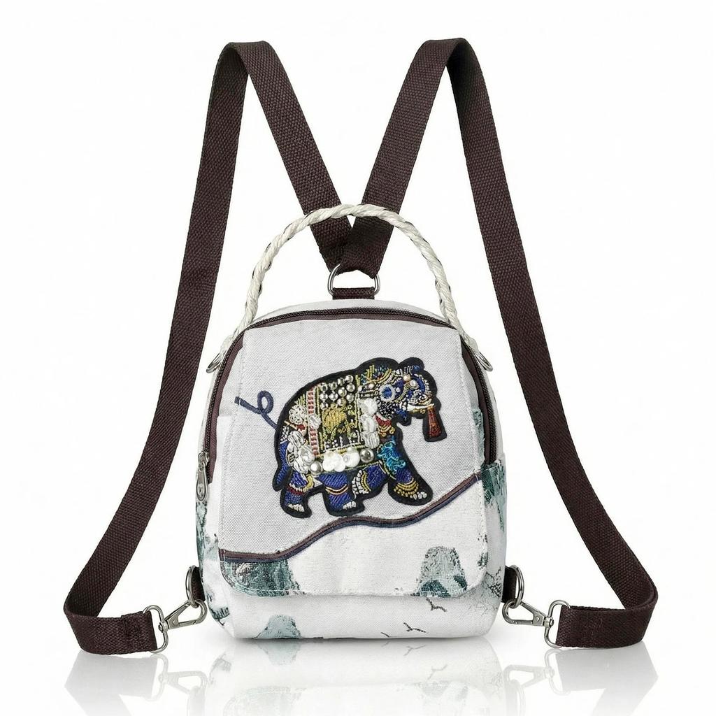 National Style Landscape Jacquard Crossbody Double-shoulder Bag Handbag Small Bag for Literary Office Wear