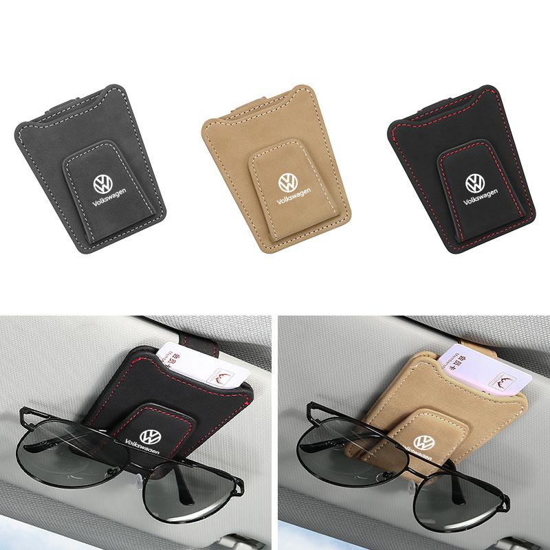 2026 Hot For Volkswagen VW Car Sun Visor Organizer Sunglasses Card Holder Storage Sunshade Bag For VW Tiguan Jetta Polo Golf Pas