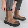 Men's British Style High-Top Leather Chelsea Boots with Thick Soles